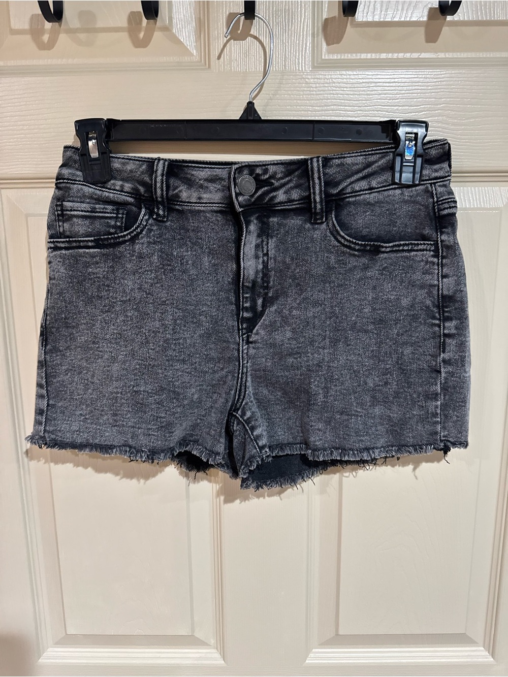 Women's Washed Black Denim High Rise Cutoff Shorts Shortie
